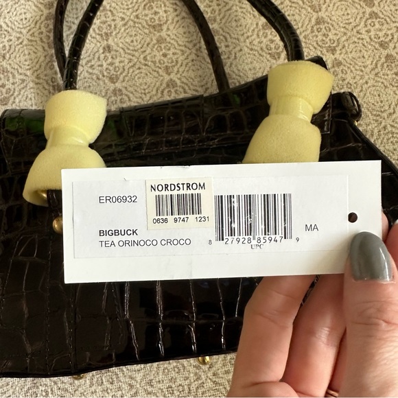 Stuart Weitzman Patent Leather Purse in Tea Orinoco Croco - Picture 9 of 11